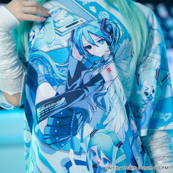 NEW ACDC RAG x Hatsune Miku Forever White Blue Tee - Picture 4 of 8